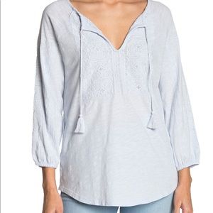 Lucky brand Peasant blouse wash embroidered xsmall